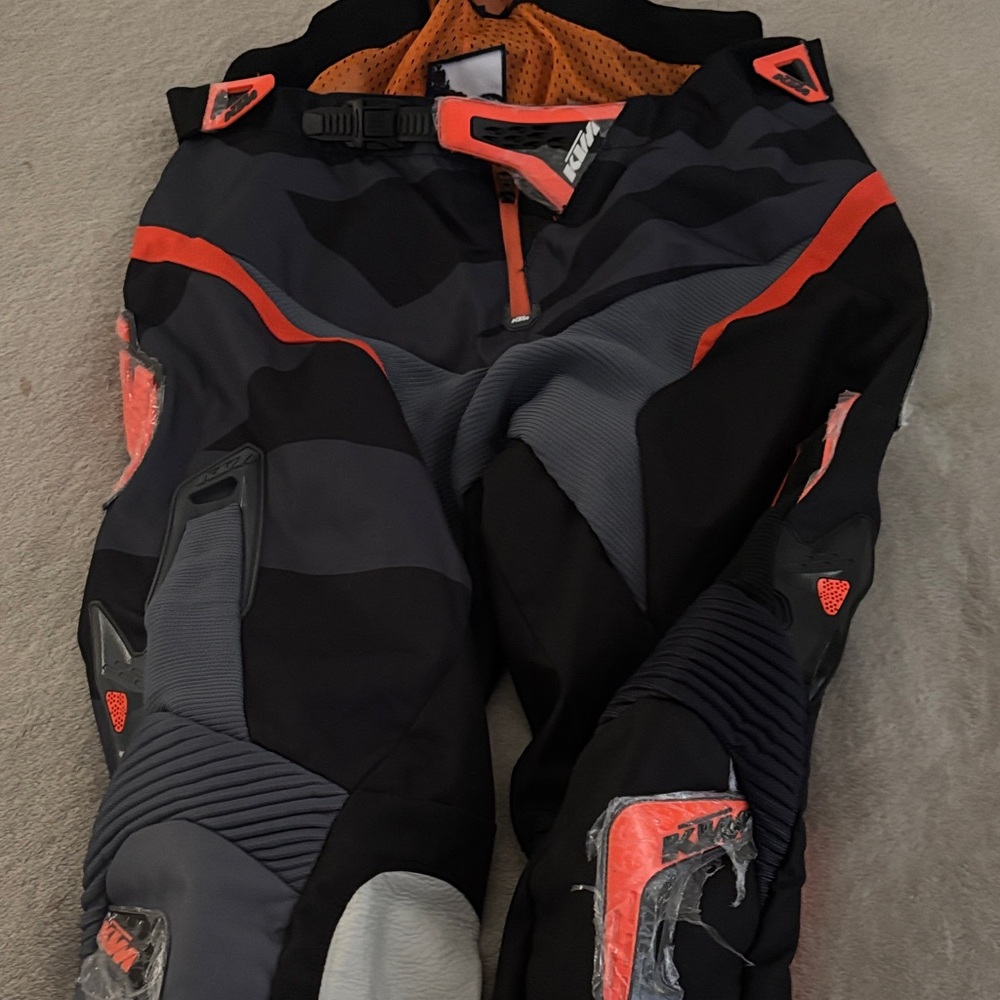 Men's Black and Gray Ski Pants with Orange Highlights
